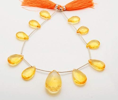 1 strand natural 9 inch 11 pes super rare citrin faceted pear shape briolettes size 16 to 25 mm