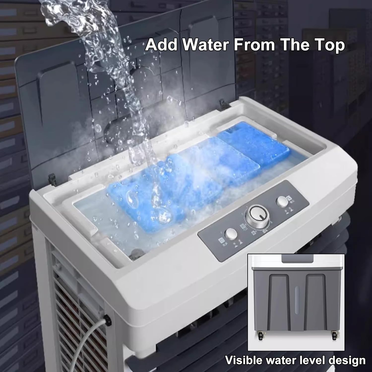 Portable Swamp Coolers, Evaporative Air Cooler, 90° Swing, 62L Large Capacity Water Tank, 3 Wind Speeds, Portable Air Conditioners Air Cooler for Outdoor Indoor Use