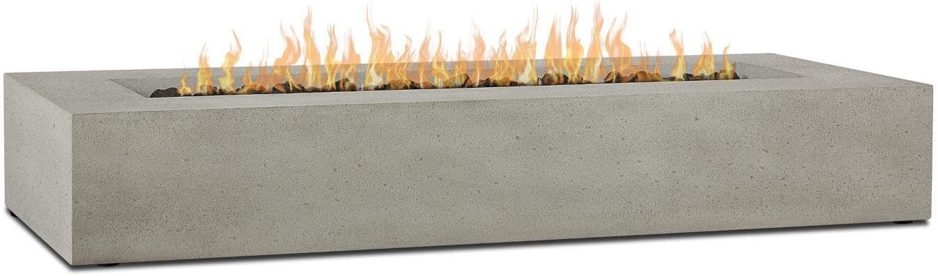 BBQGuys Signature La Valle 72-Inch Rectangle Propane Fire Table - Flint - 1591LP-FLNT