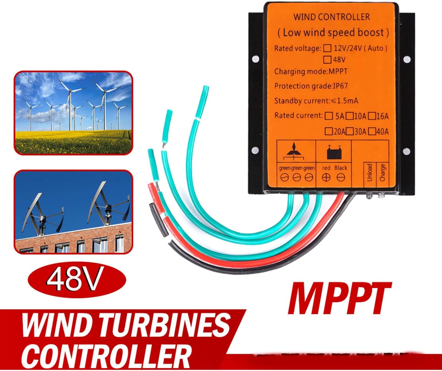 12V 24V 48V 16000W Auto MPPT Wind Charge Controller,Waterproof Low Wind Speed Boost for Wind Charge Controller
