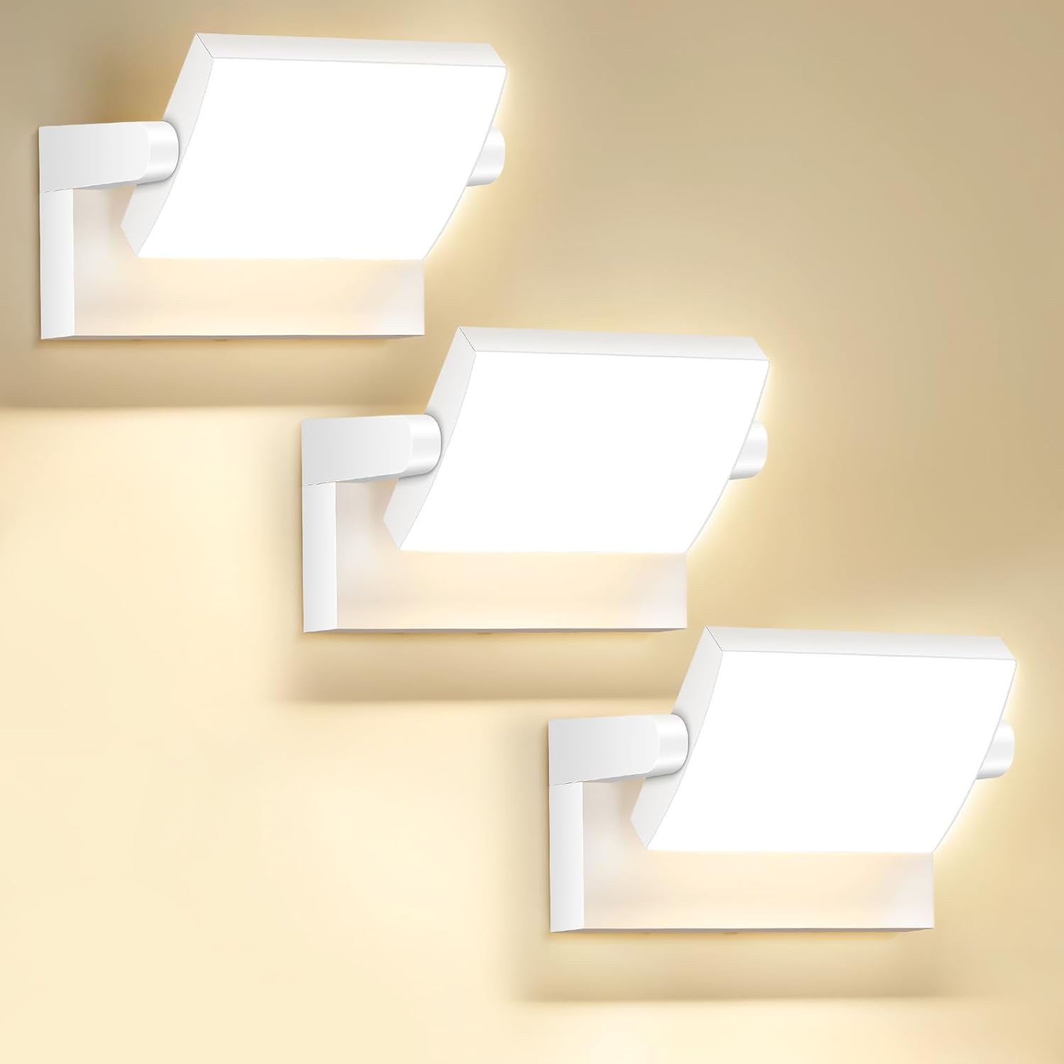 3Pack Outdoor LED Wall Light 40W White Flood Lights 350°Rotation Exterior Lighting Fixture Commercial Security 3000K Waterporof for Barn Yard Garage Building Area Backyard
