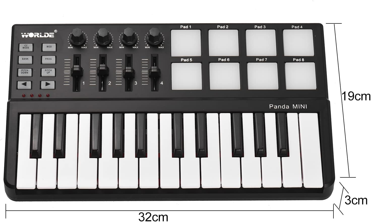 Mini Portable Mini 25-Key USB Keyboard and Drum Pad MIDI Controller