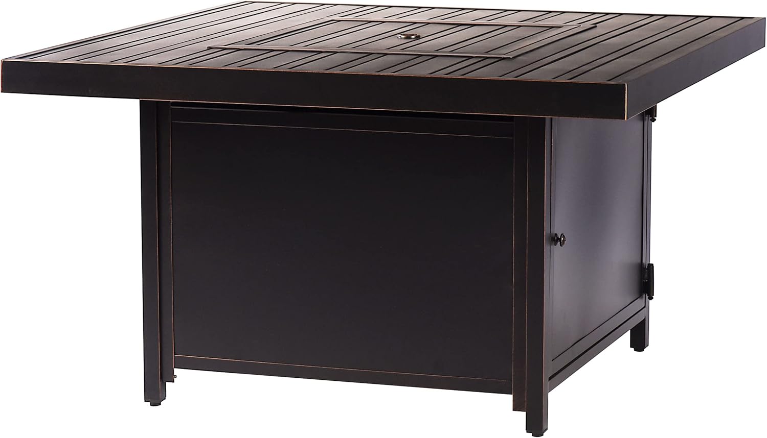Square 42 in. x 42 in. Aluminum Propane Fire Pit Table with Glass Beads, Two Covers, Lid, 57,000 BTUs in Copper Finish