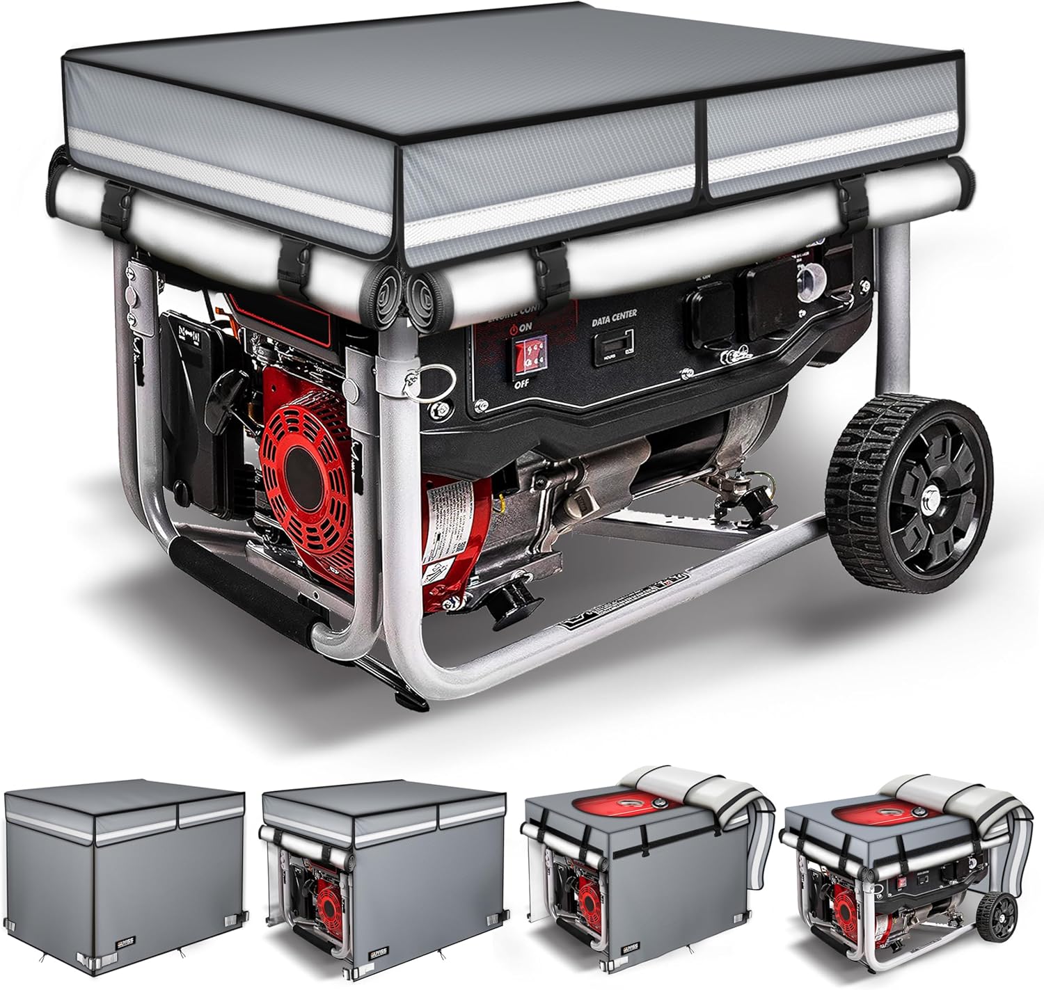 Running Generator Cover, Running Generator Cover, 38x28x27 inch, Top Can Be Opened, 100% Heavy Duty Waterproof Oxford Fabric. Suitable for most generators over 10,000 watts. Gray