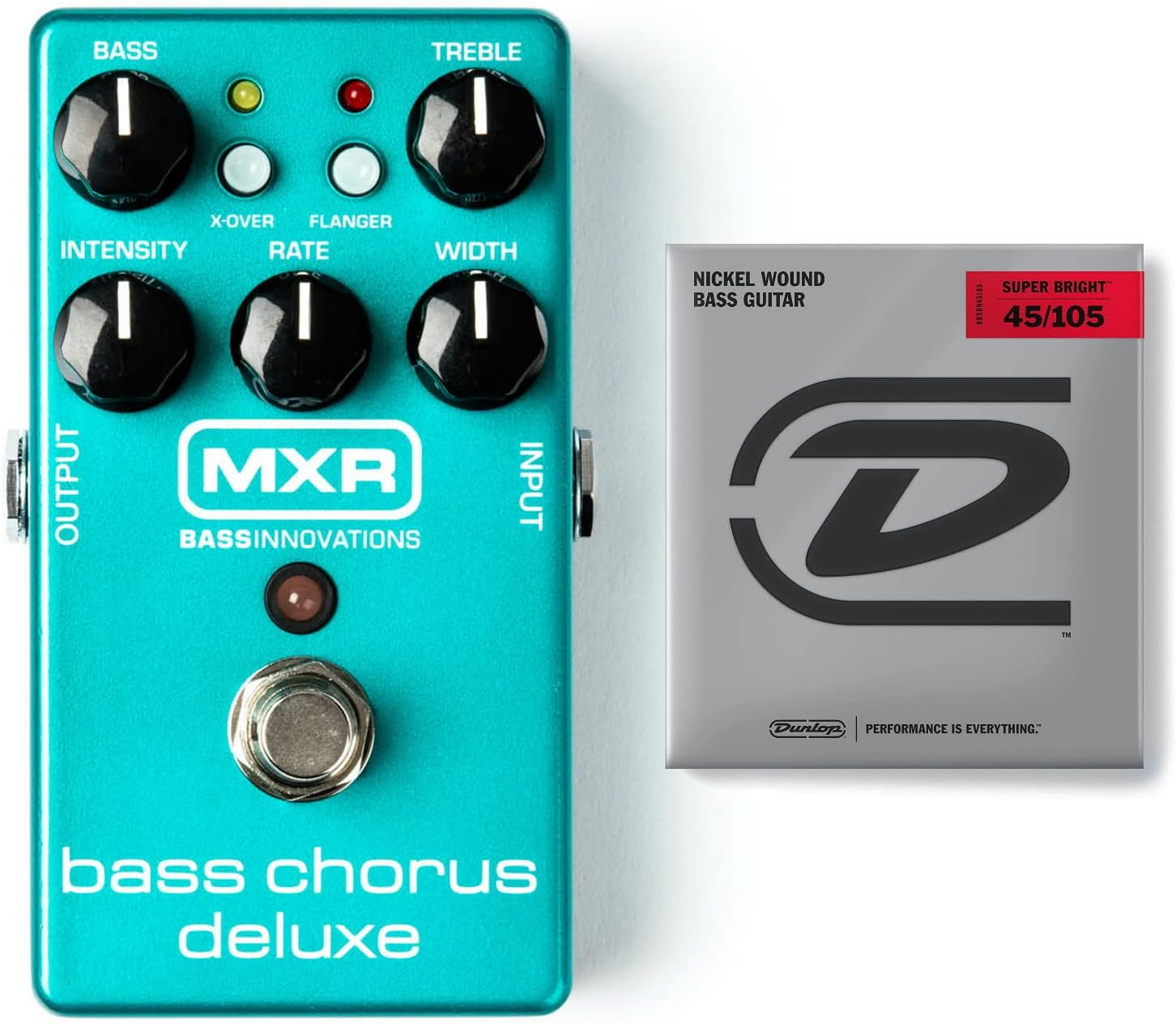 Briskdrop MXR M83 Bass Chorus Deluxe Pedal Bundle with Dunlop Super Bright Bass Strings, M83-DBSBN45105