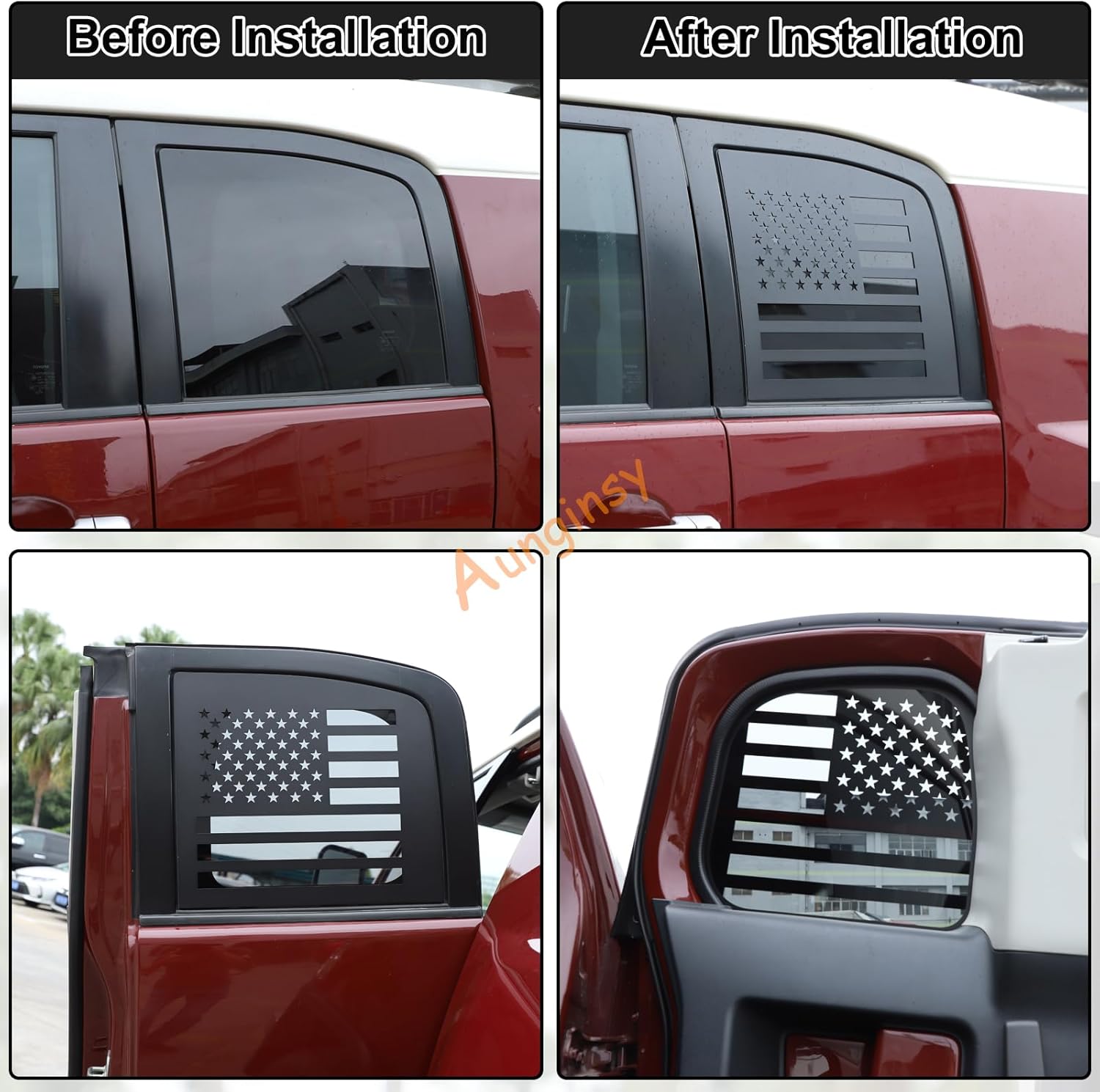 Rear Side Window American Flag Trim Cover Fit Toyot@a FJ Cruiser 2007-2021 2Pcs Rear Side Window Honeycomb Shades Cover Panel Car Rear Window Glass Protective Cover Honeycomb Shades Cover Accessories