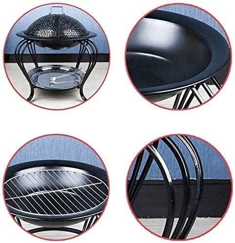 Outdoor Fire Pits Outdoor Wood Burning Cast Iron Grill, All in One Open Fire Cooking, Stainless Steel Garden Grill Brazier BBQ Indoor Charcoal Fire Pit Carbon Stove with Cover BBQ Cooking fo