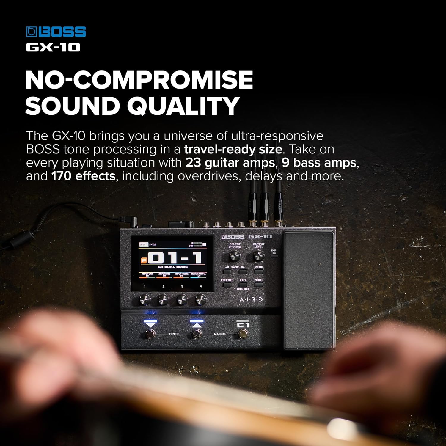 BOSS GX-10 | Compact Guitar & Bass Effects Processor | GX-100 Sound Engine | Colour Touch Display | 32 Amp Types & 170 BOSS Effects | Multi-mode Footswitches & Expression Pedal | AIRD Technology