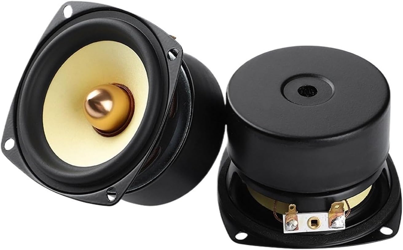 2Pcs 3 Inch 4/8 Ohm 25W Speaker Full Range Audio DIY Audio Bookshelf Speakers Round Sqaure Home Sound Theater Amplifier(4 Ohm 15W Round)