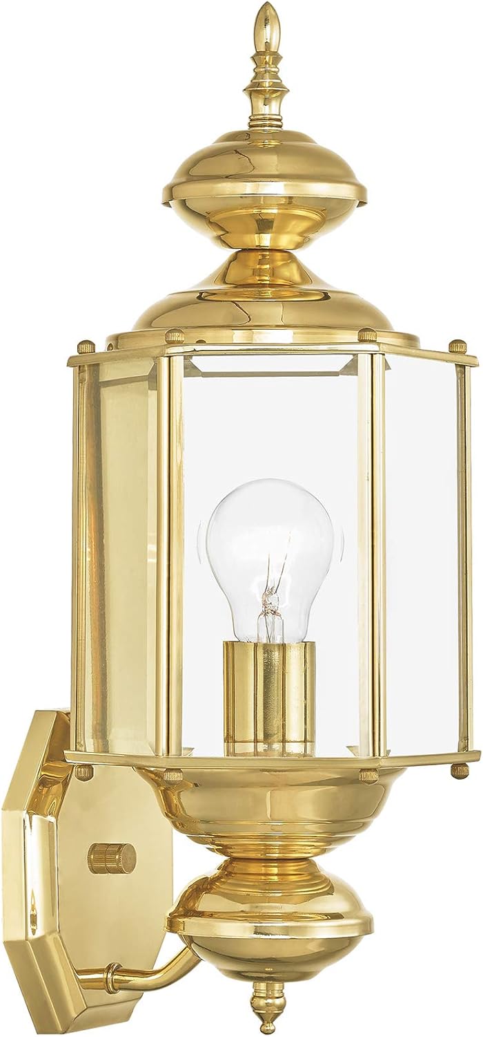 Livex Lighting 2006-02 Basics 1 Light PB Outdoor Wall Lantern, Polished Brass