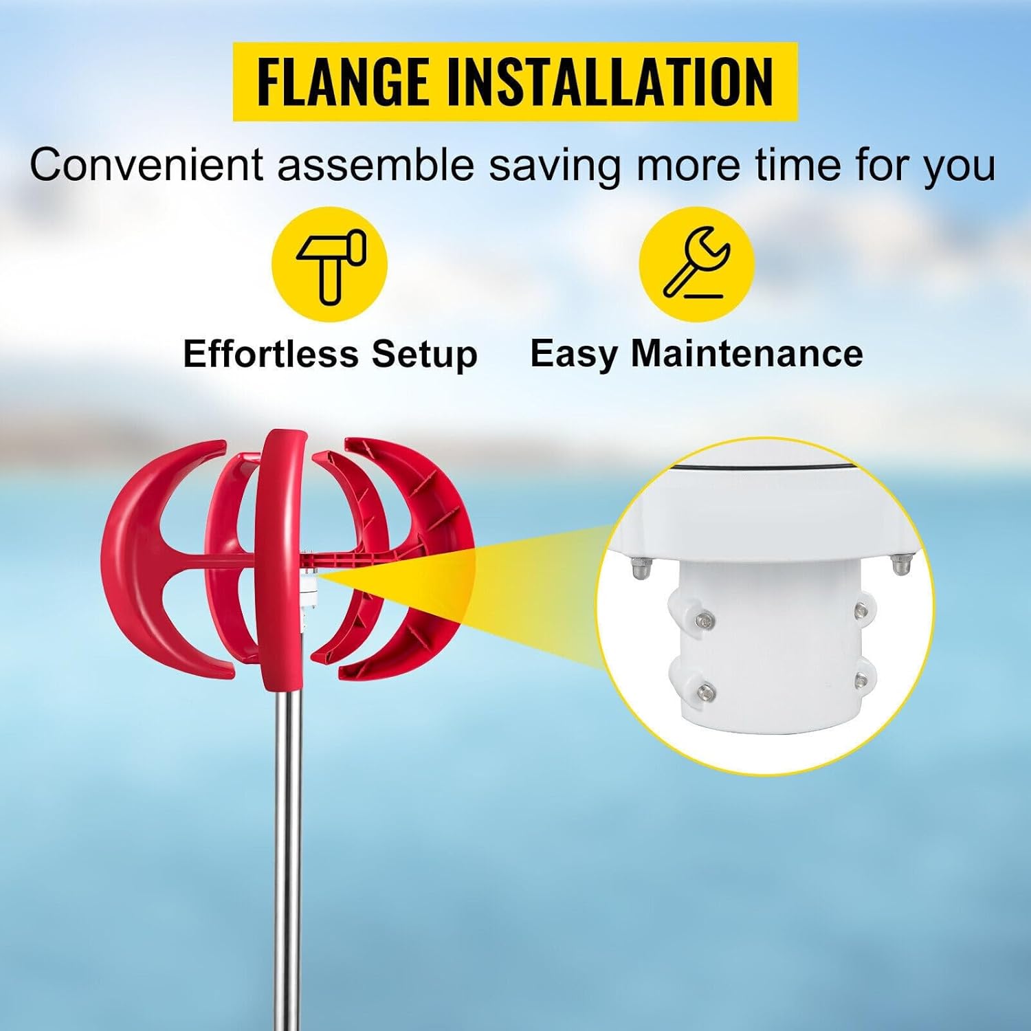 2000W 5-blade Lantern Wind Turbine 12V/24V Vertical Axis Wind Turbine Kit With Controller + 100W*2 Solar Panels + Battery (Color : 12V)