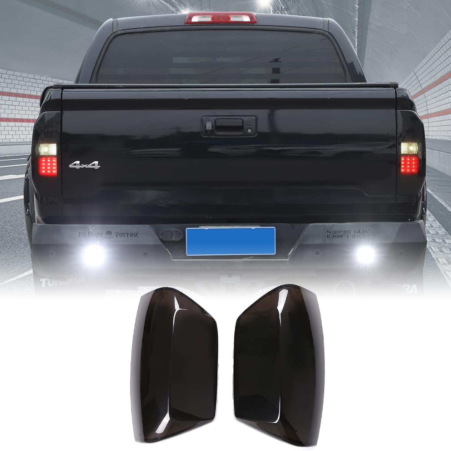 Aunginsy Car Rear Tail Light Cover Tail Lamp Shell Shade Compatible with Toyota Tundra 2014-2021 Smoked Taillight Shell Trim Cover Tail Light Lamp Guard Protective Frame ABS Accessories