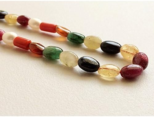 9 Strand Natural Multi Shape Beads, Emerald, Coral, Ruby, Cats Eye, Sapphire, Yellow Sapphire, Garnet, Pearl, 7x5mm - 8x6mm Beads, 16