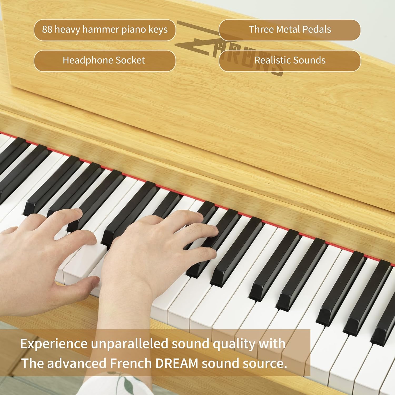 ZHRUNS 88 Key Piano Keyboard Digital Piano with Solid Wood Furniture Stand