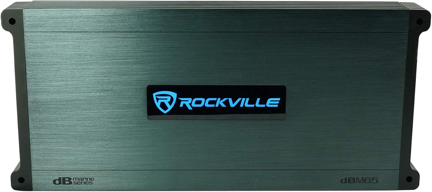 Rockville DBM65 2600W Peak / 660W RMS 6-Channel Marine Amplifier, IPX6, Includes Remote, Adjustable Crossover, PA Mic - Perfect for Boats, Subwoofers, and Marine Audio Systems