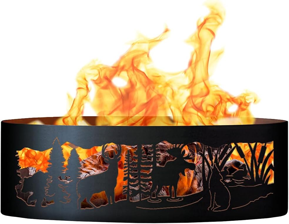 PD Metals MG00948 Moonlight Gathering Unpainted 12 in. Tall 48 in. Diameter Outdoor Fire Ring - 48 x 48 x 12 in. - Rustic Black Color