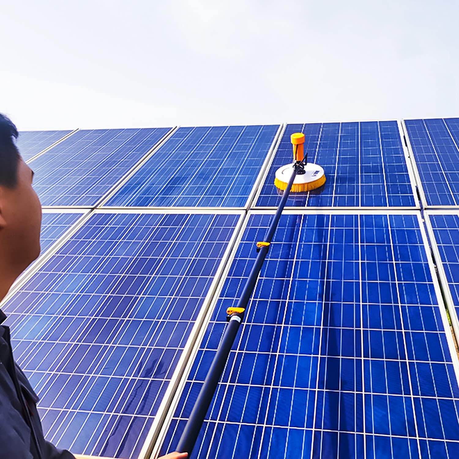 Cleaning Brush Electric Window Cleaning Pole Cleaner Kit, Extendable Outdoor Cleaning Tools Photovoltaic & Solar Panels, Pool Cleaning Brush,3.5M / 11.5Ft