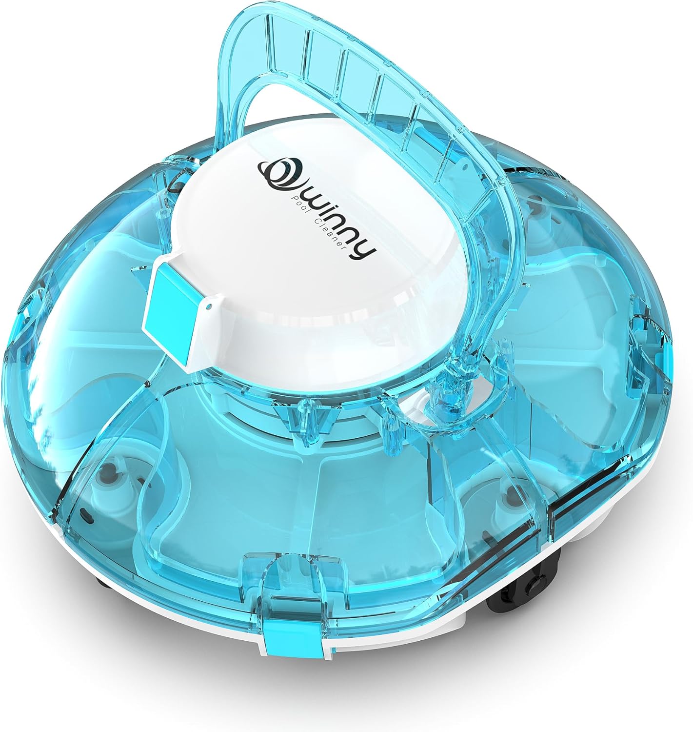 (2025 Upgrade) Cordless Robotic Pool Cleaner, Lasts 80 Min, Automatic Vacuum for Above-Ground Pools up to 645 Sq.ft,Portable, Self-Parking (Transparent Blue)