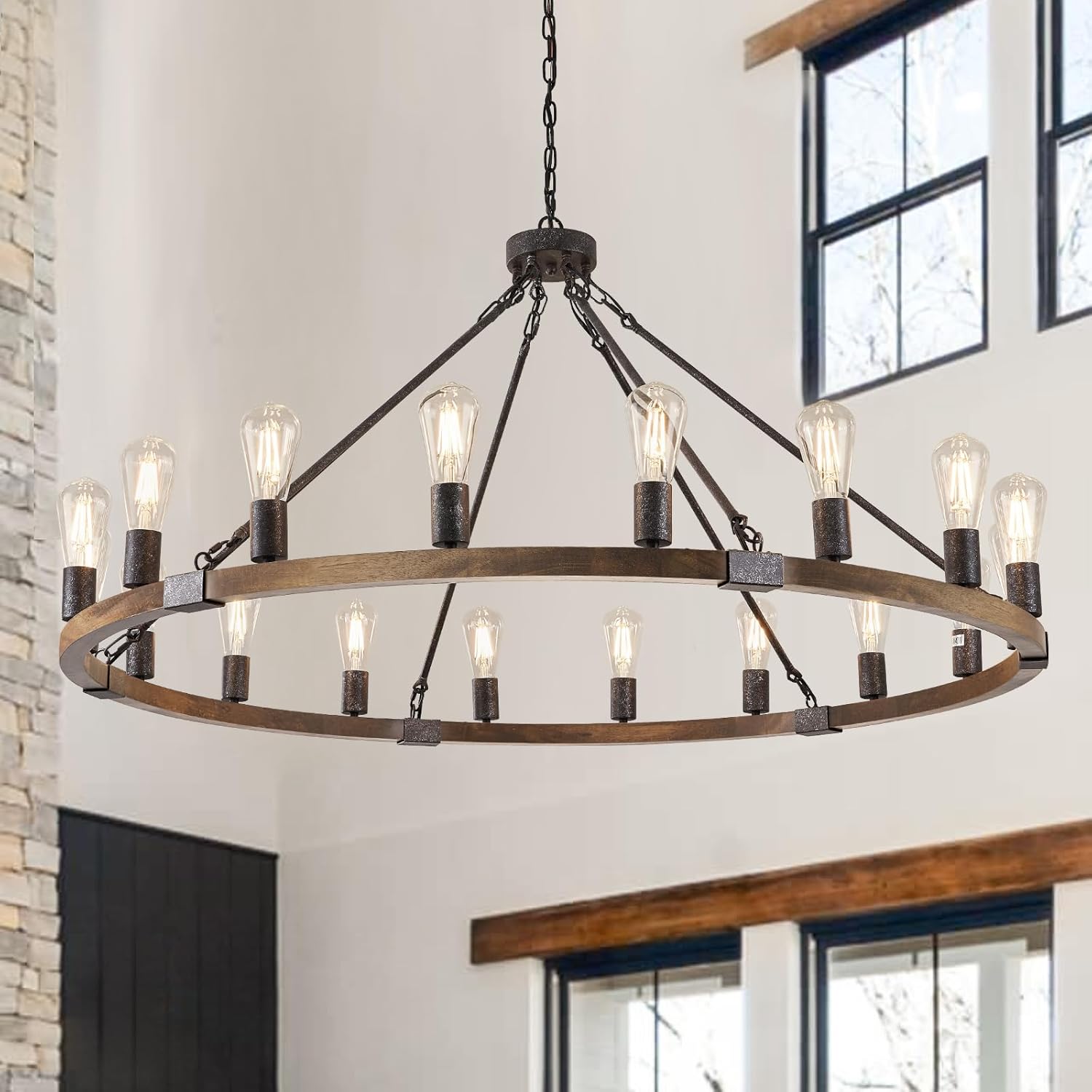 Farmhouse Wagon Wheel Chandelier 47