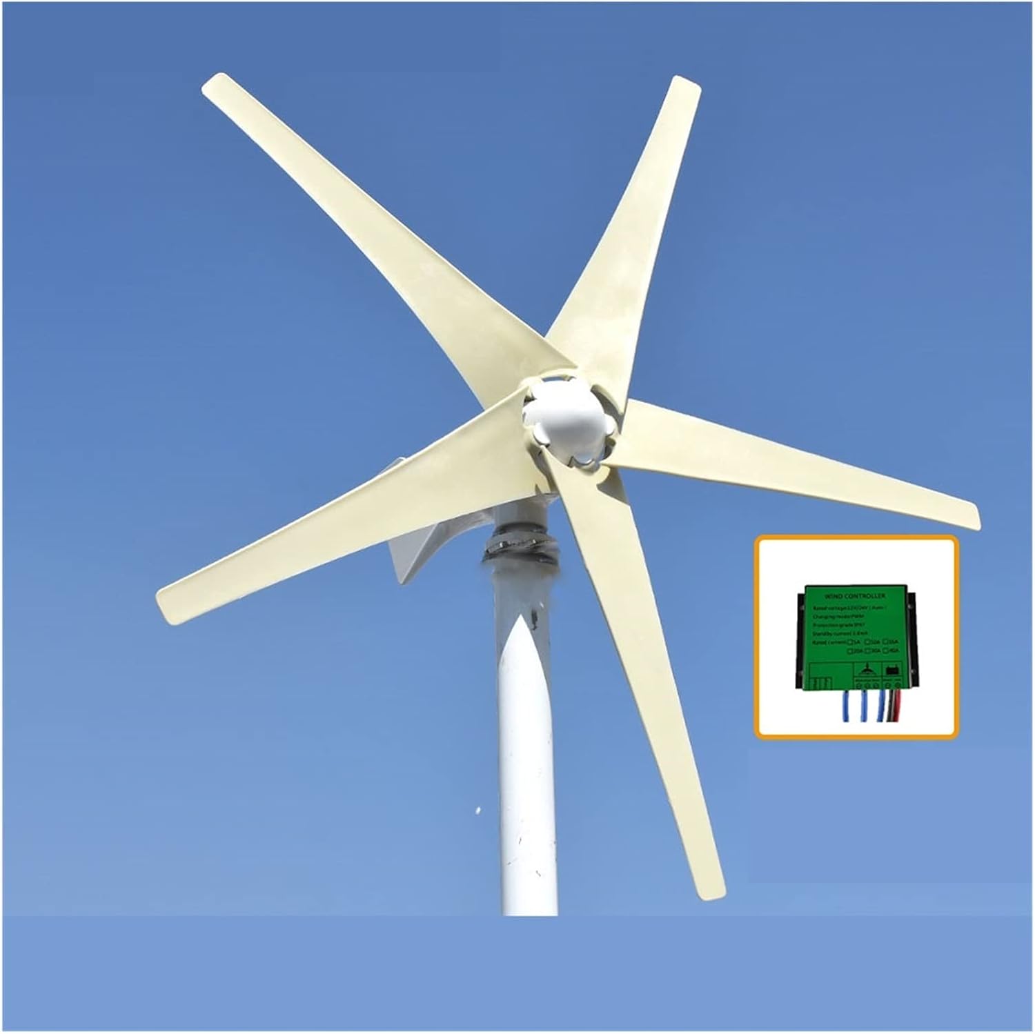 Wind Generator, Wind Turbine Generator Windwill 600W 800W 12V 24V with 3 Blades 5 Blades MPPT PWM Controller for Homeuse,for Home, Farm, RVs, Boats(Red,12V_600W 3 Blades)