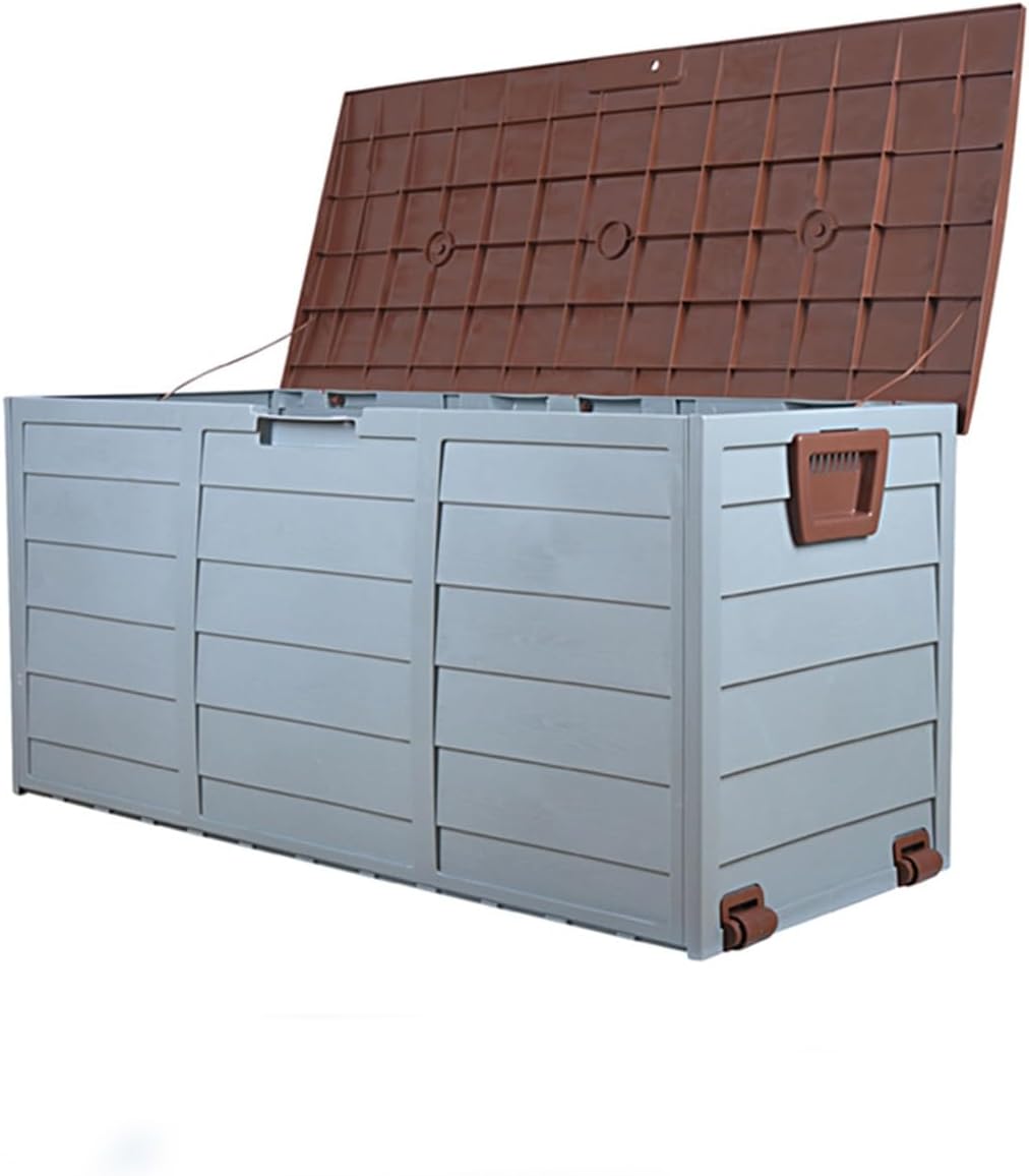 65 Gallon Large Capacity Deck Box, Outdoor Garden Portable Large Capacity Storage Box with Bottom Pulley, Multifunctional Outdoor Storage Box with Unlocking Hole, Suitable for Outdoor, Garden ( Color