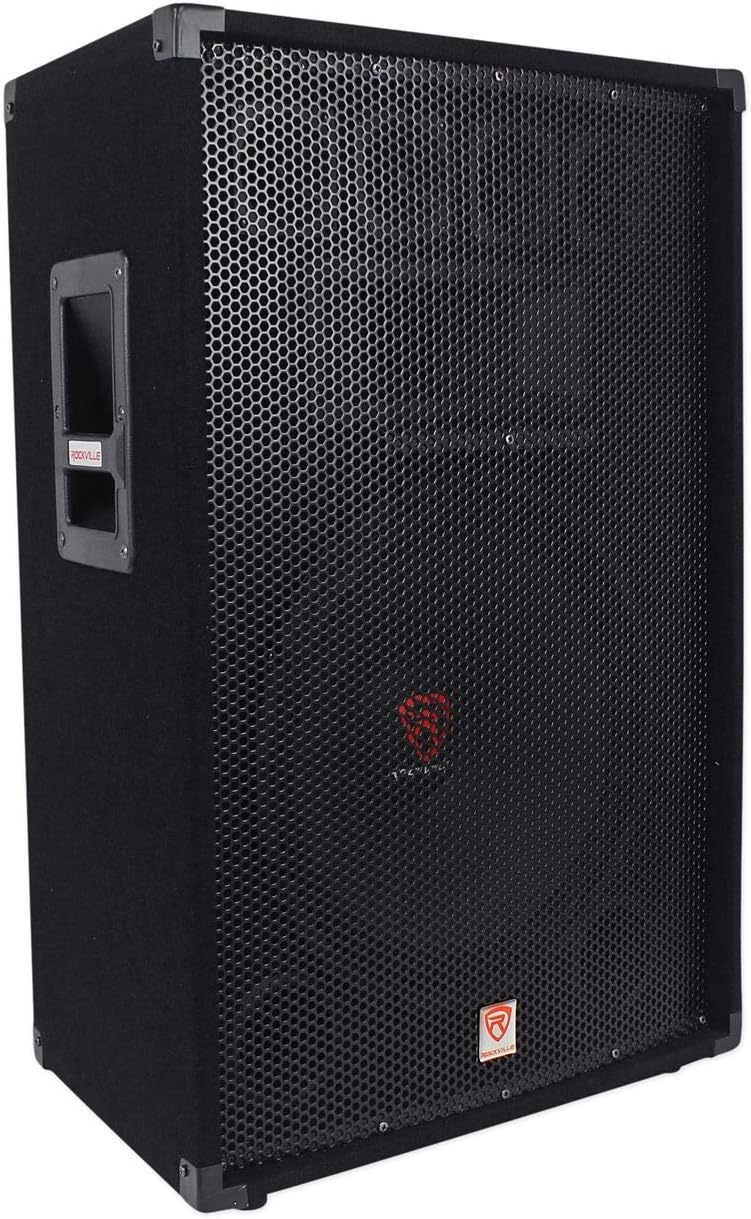 Rockville RSG15 Pair 15-in 1500-Watt Peak / 750-Watt RMS 3-Way Passive DJ/Pro PA Speakers, SpeakON and 1/4-in Inputs, Pole Mountable, 2-Piece