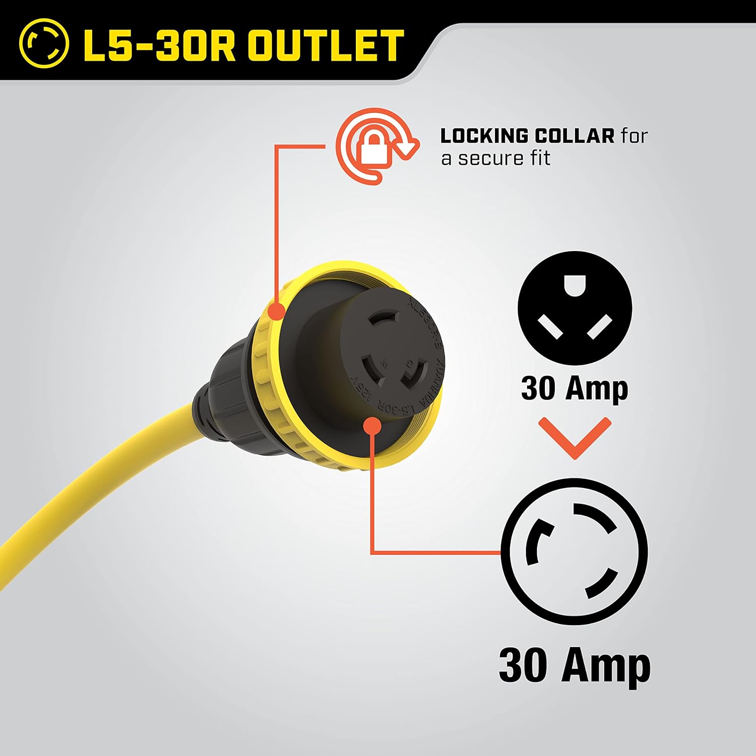 Champion Power Equipment 30-Foot 30-Amp 125-Volt RV Generator Power Cord, (TT-30P to L5-30R)