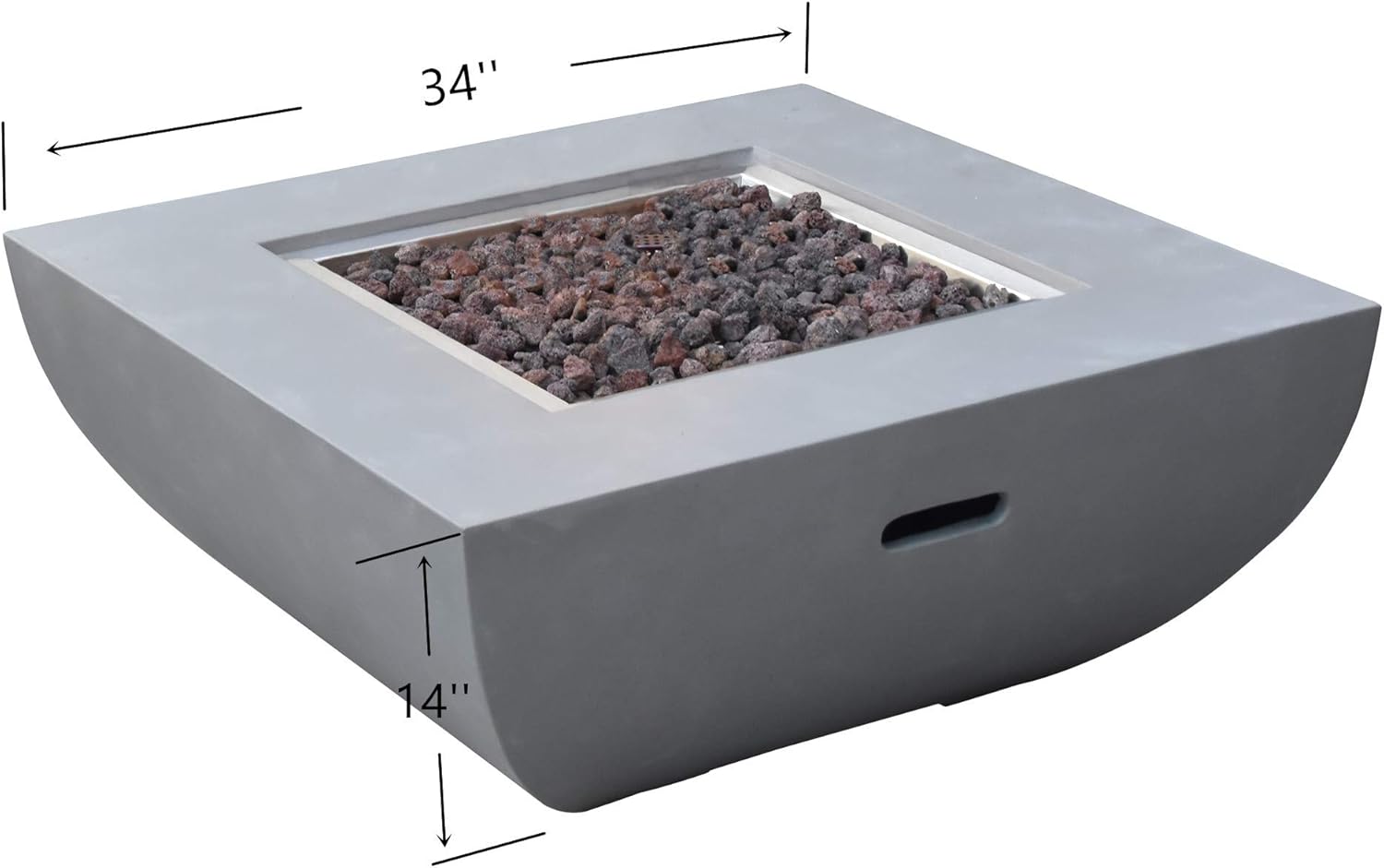 Modeno Fire Table Outdoor Heating Propane Westport Fire Table GRC Fire Pit Table Outdoor Patio Propane Fireplaces (Square)