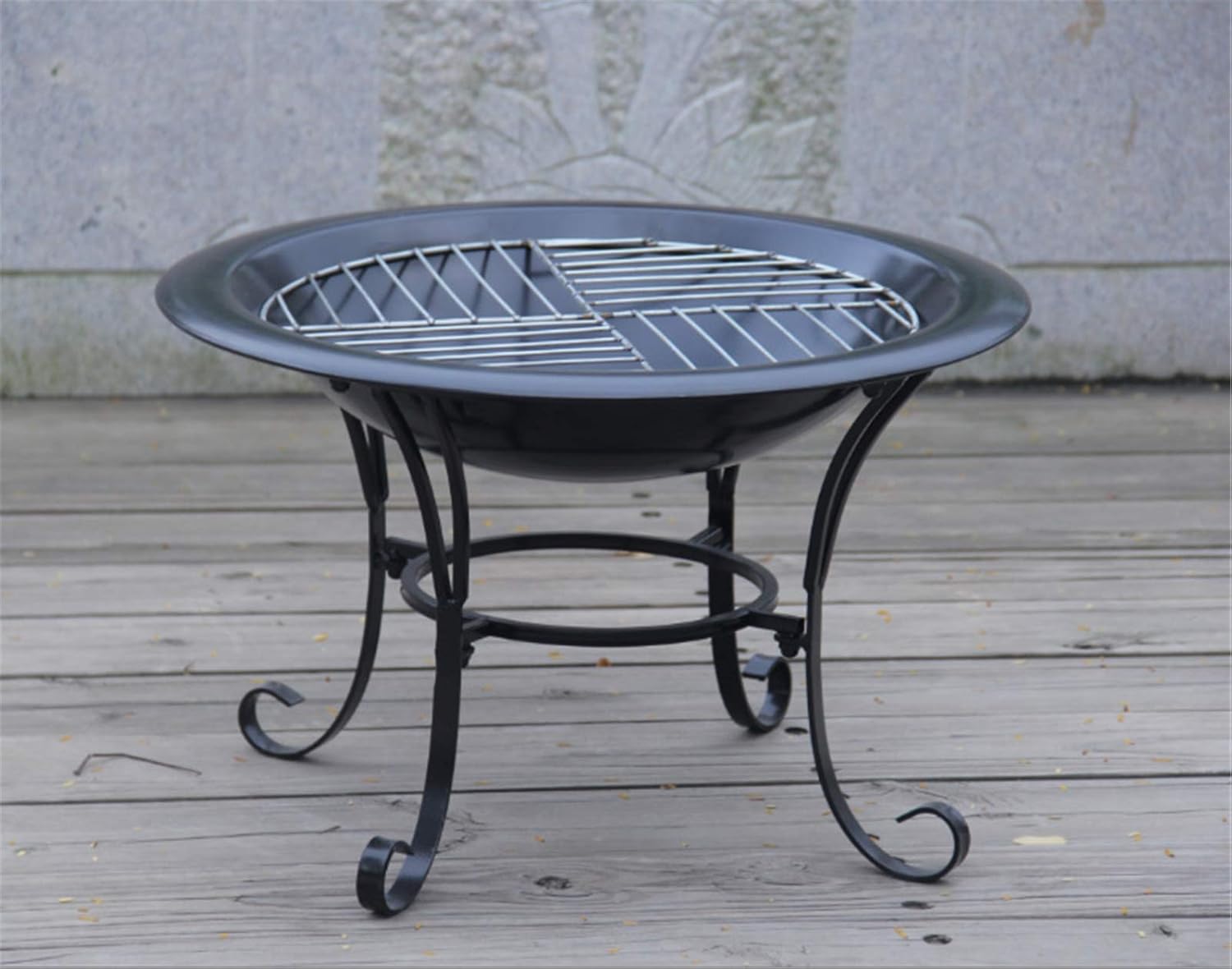 Fire Pit Garden Grill Outdoor Fire Pit Steel BBQ Grill Firepit,Fire Bowl with Mesh Spark Screen Cover,Bulit-in Grate for Camping Picnic Patio d Beaches