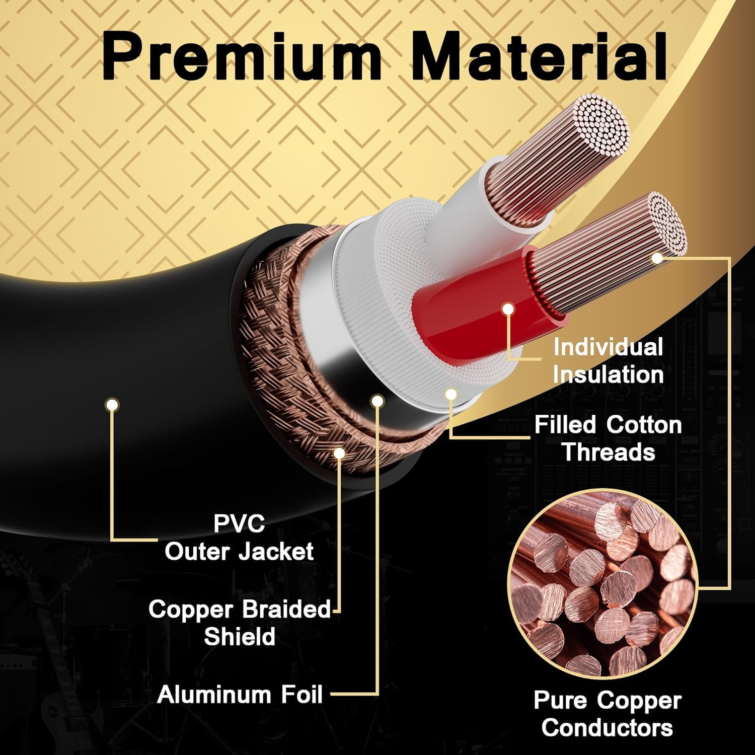 XLR Microphone Cable 50FT 4 Pack, Gold-Plated 3 Pin XLR Male to Female Balanced Mic Audio Cord, AL & OFC Dual Shielded Patch Cable for Speaker, Podcast, Mixer, Amplifier, Recording