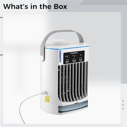 Portable Desk Air Conditioner, Usb Quiet 3-Speed Fan Plug-In, 16.91 Oz/500 Ml Water Tank, Mist & Speed Adjustable, Type-C Charging, For Dorm Office Bedroom