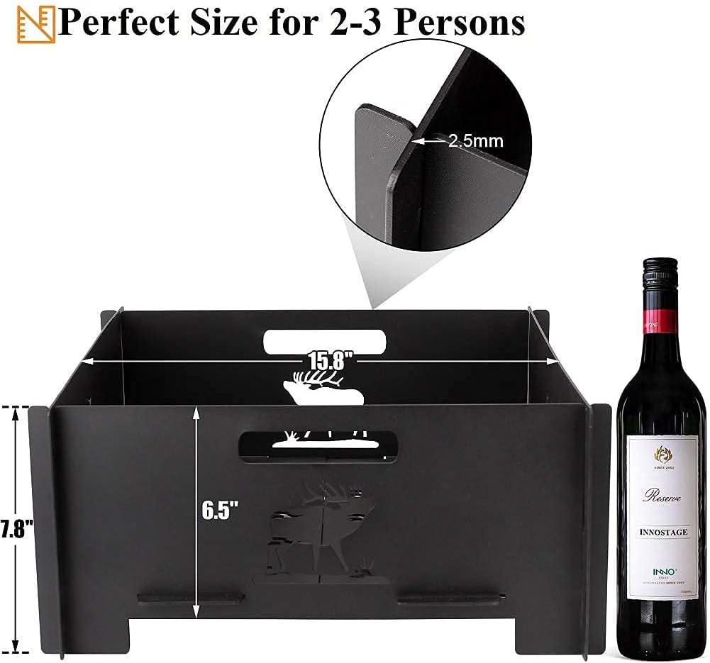 Portable Plug Fire Pit and Canvas Log Carrier Bag, Heavy Duty Outdoor Living FirePit and Waxed Durable Wood Tote