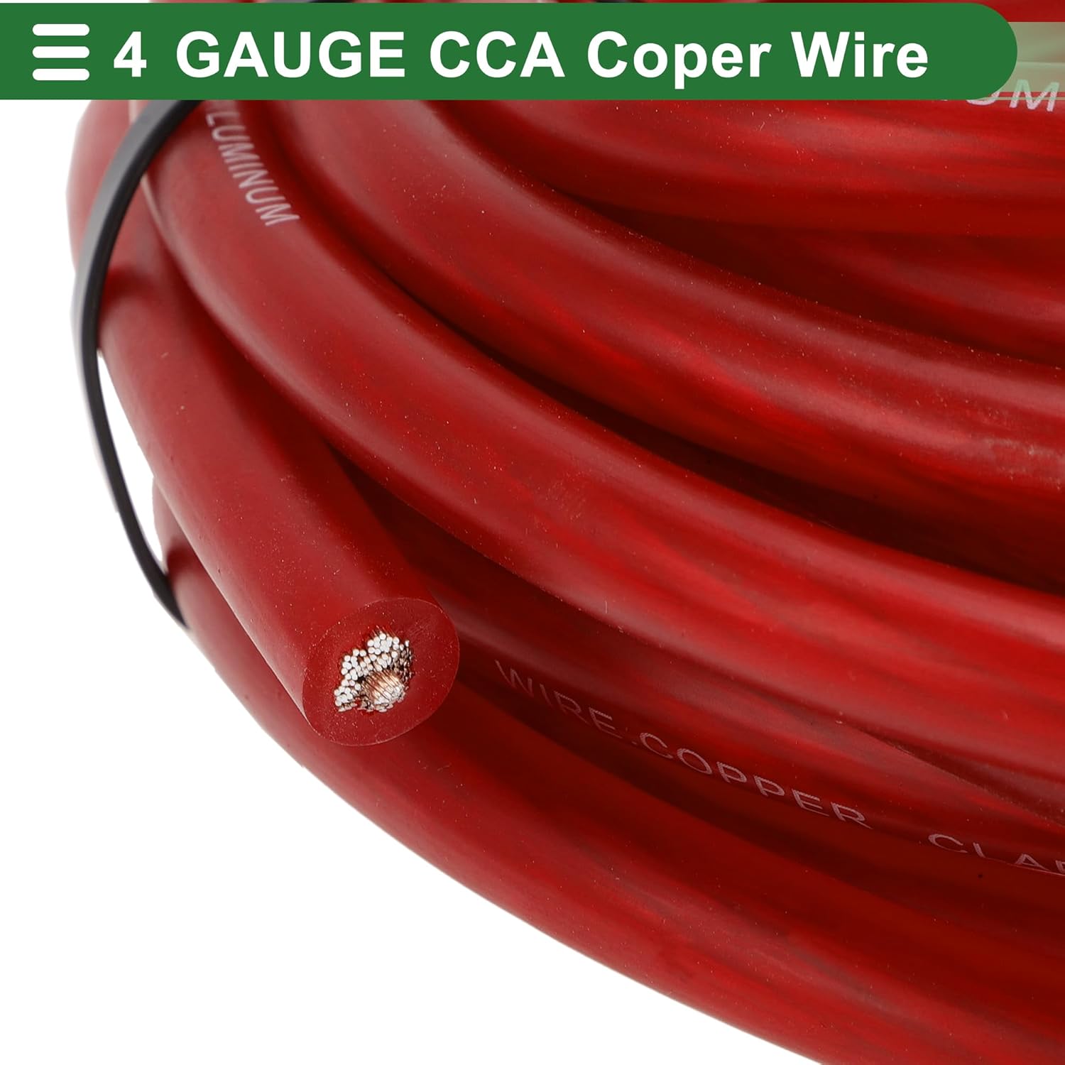 Motoforti 4 Gauge Ground Wire Copper Clad Aluminum CCA - Car Amplifier Power & Ground Cable, Battery Cable for Car Audio Speaker,Solar, Auto, RV Trailer & Marine 25 Feet Each-Black/Red