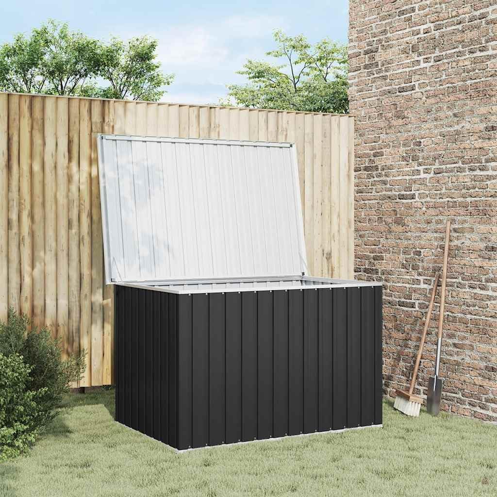Anthracite Outdoor Storage Box, Galvanized Steel & Plastic Deck Container, Large 58.7x58.7x36.6 inch Waterproof Patio Bin for Garden Cushions, Pool Supplies, Tools