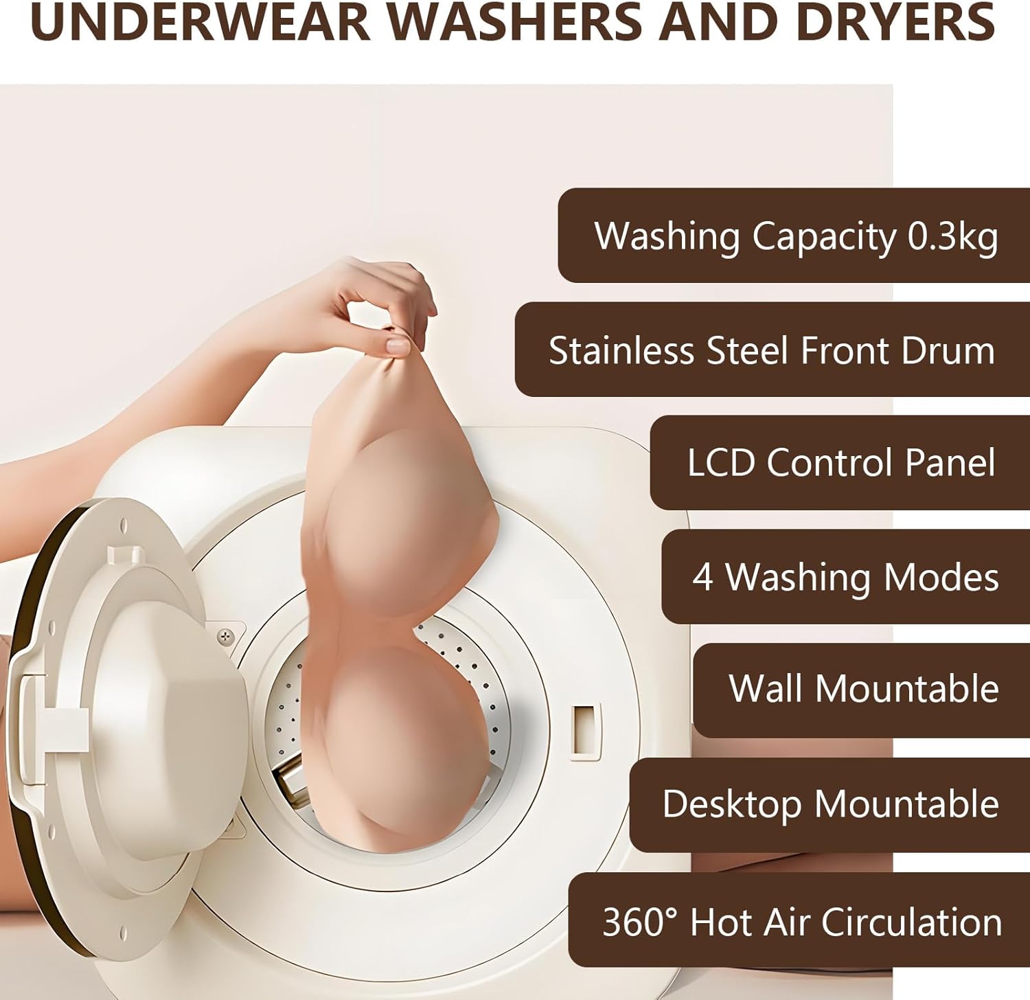 BANGBANGJI 2 in 1 Mini Portable Washer and Dryer Combo, 3.5L Wall Mounted Mini Washing Machine, Stainless Steel Drum for Small Clothes, Underwear, and Socks Desktop
