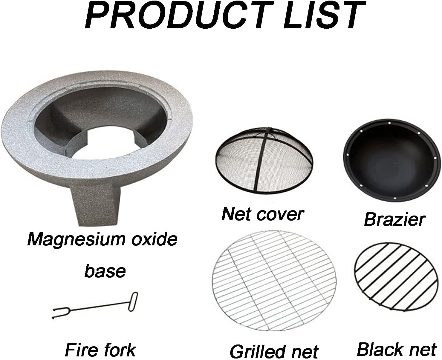 Garden Fire Pit Grill Bowl Grill Barbecue Rack Fire Pit Outdoor Wood-Burning fire Pit, 30-inch Courtyard fire Pit, with Sparkle Screen, Poker, Garden fire Pit