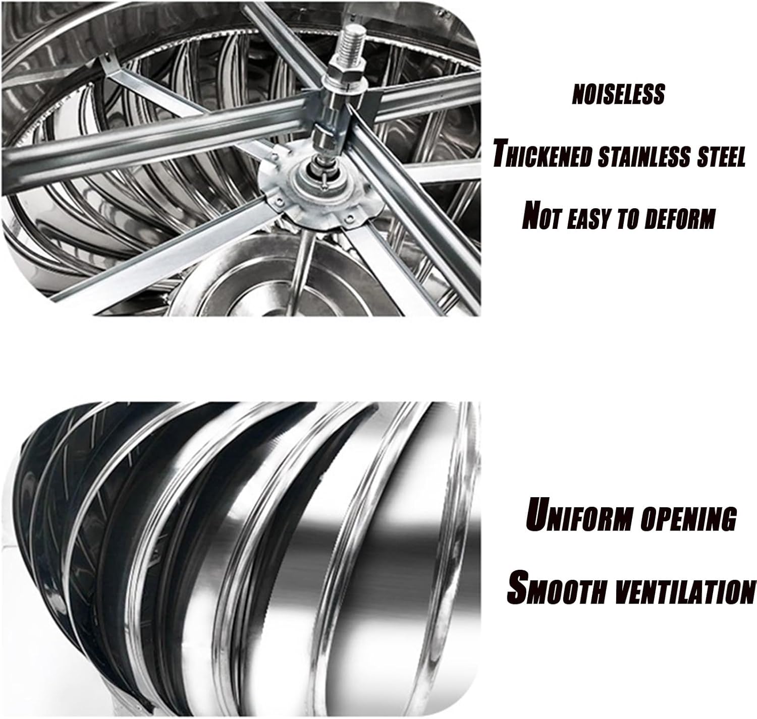 Ventilation Outlet, Internally Braced Wind Turbine, Wind Turbine, Unpowered Wind Cap, Dome Ventilator, with Screen Mesh, for Flats, Apartment, Home Decor,Silver-200mm