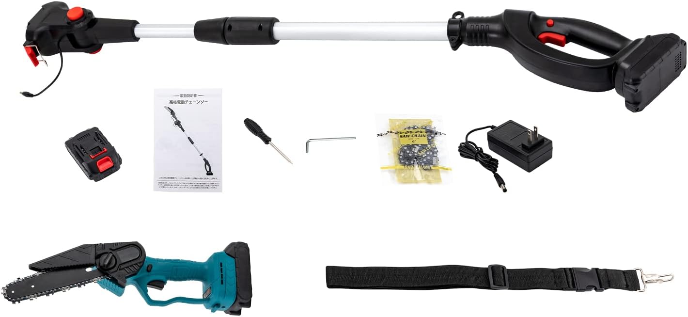 21V 6Inch Pole Saw, 750W 2-In-1 Tree Trimming Pole Saw Cordless Pole Saw with Extension Pole Batter and Battery Included, 5.25FT Total Length for Wood Cutting Garden Pruning