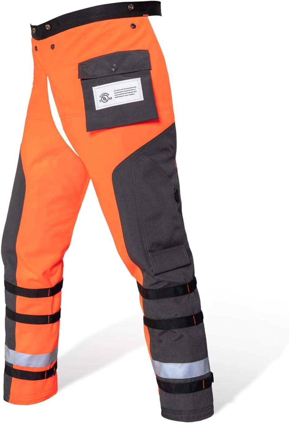 Technical Wrap Chainsaw Chaps by UL Class A 8 Layers Chainsaw Pants Apron Style Orange Black