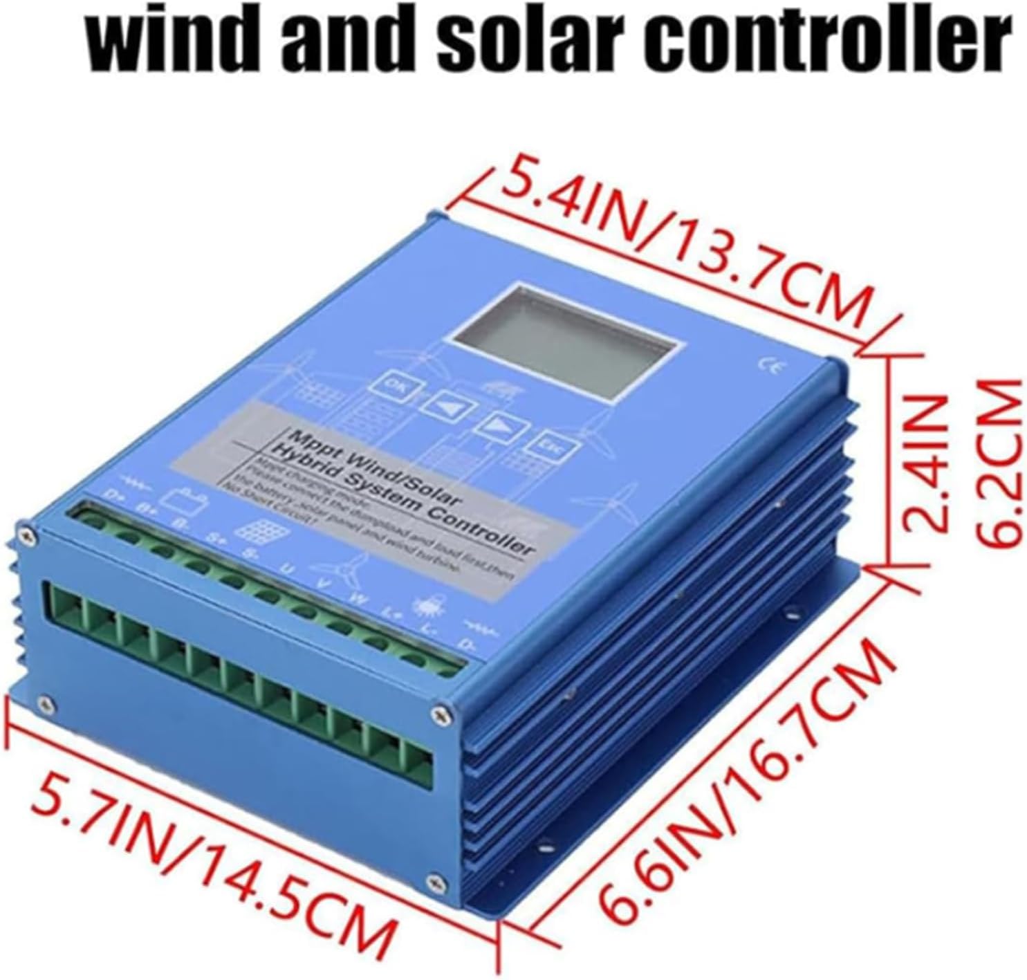 10A 20A 30A MPPT Wind Solar Hybrid Controller,10000W Solar Panel Wind Generator Charger with Dump Load 12V 24V 48V Suitable for All Wind Turbines (Blue),48V