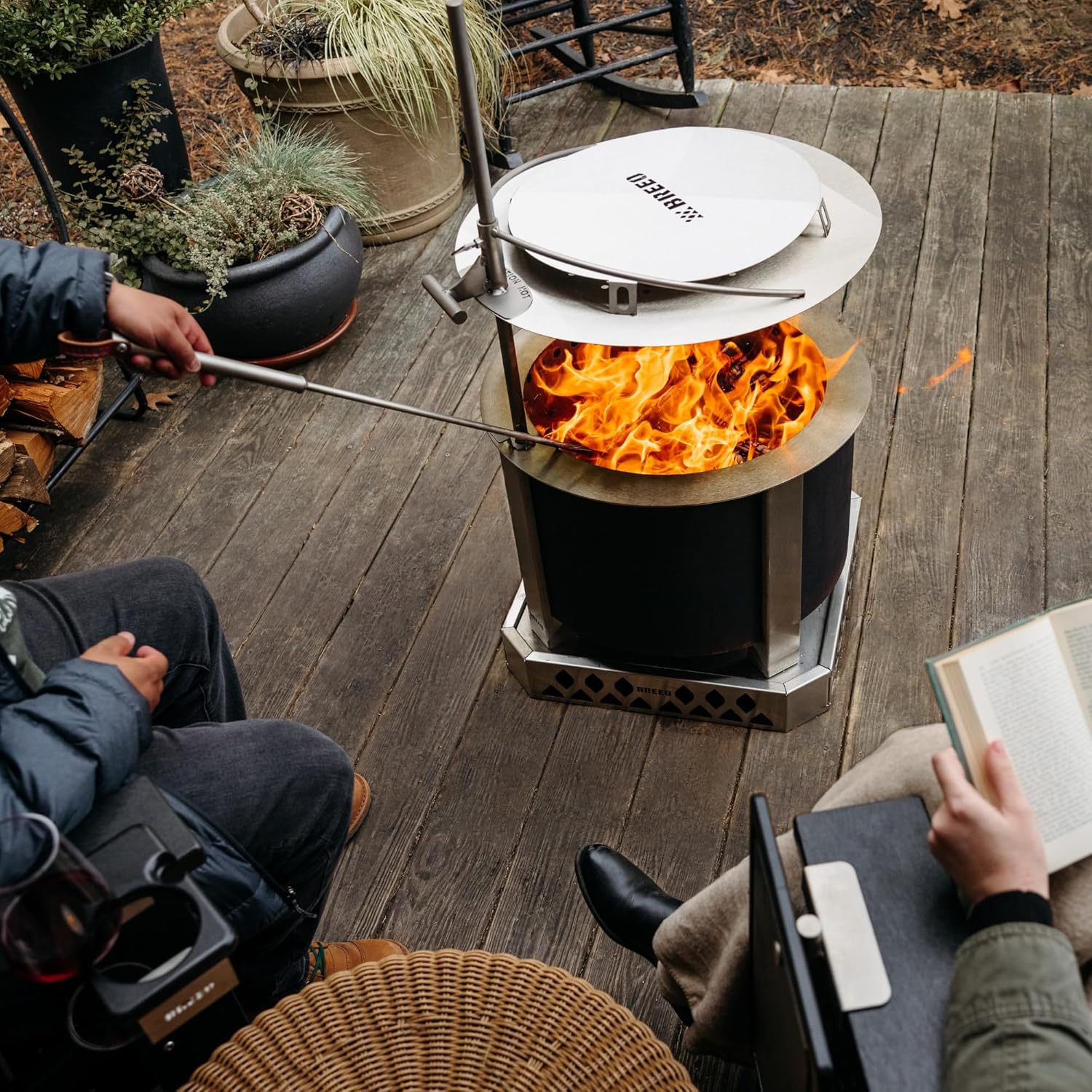 Breeo Outpost™ Heat Deflector X19 | Compatible with Y Series and X Series Smokeless Fire Pit | Maximize Hot Airflow | USA Made | Live-Fire Cooking Accessory (Full Set with Outpost Rod)