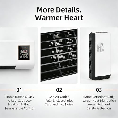 Portable Wall Air Conditioner Fan 2 In 1 Wall Mounted Heating System, Quiet Ac Fan Heater Combo Unit for Living Room Bedroom Office, Smart Air Conditioner with Remote Control(Yellow)