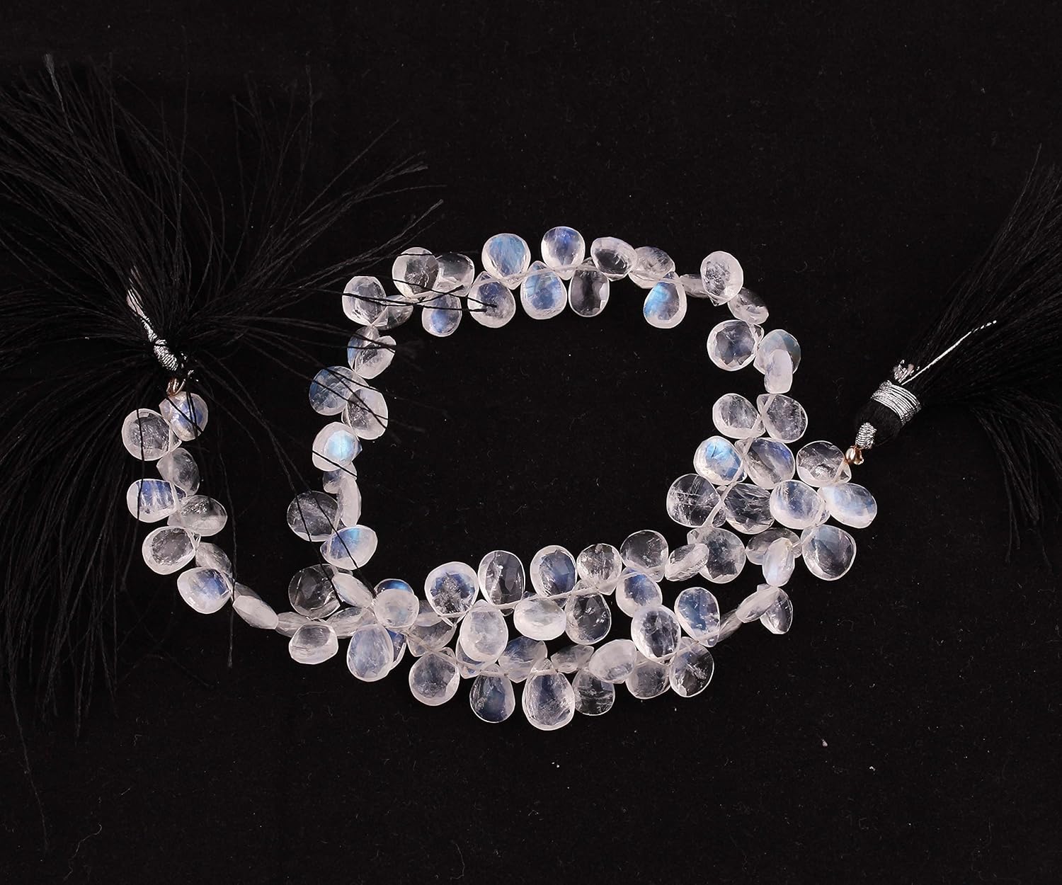 Neerupam collection Natural White Rainbow Gemstone Faceted Tear Drop Shape Beads 1 Loose Strand for Jewelry Making