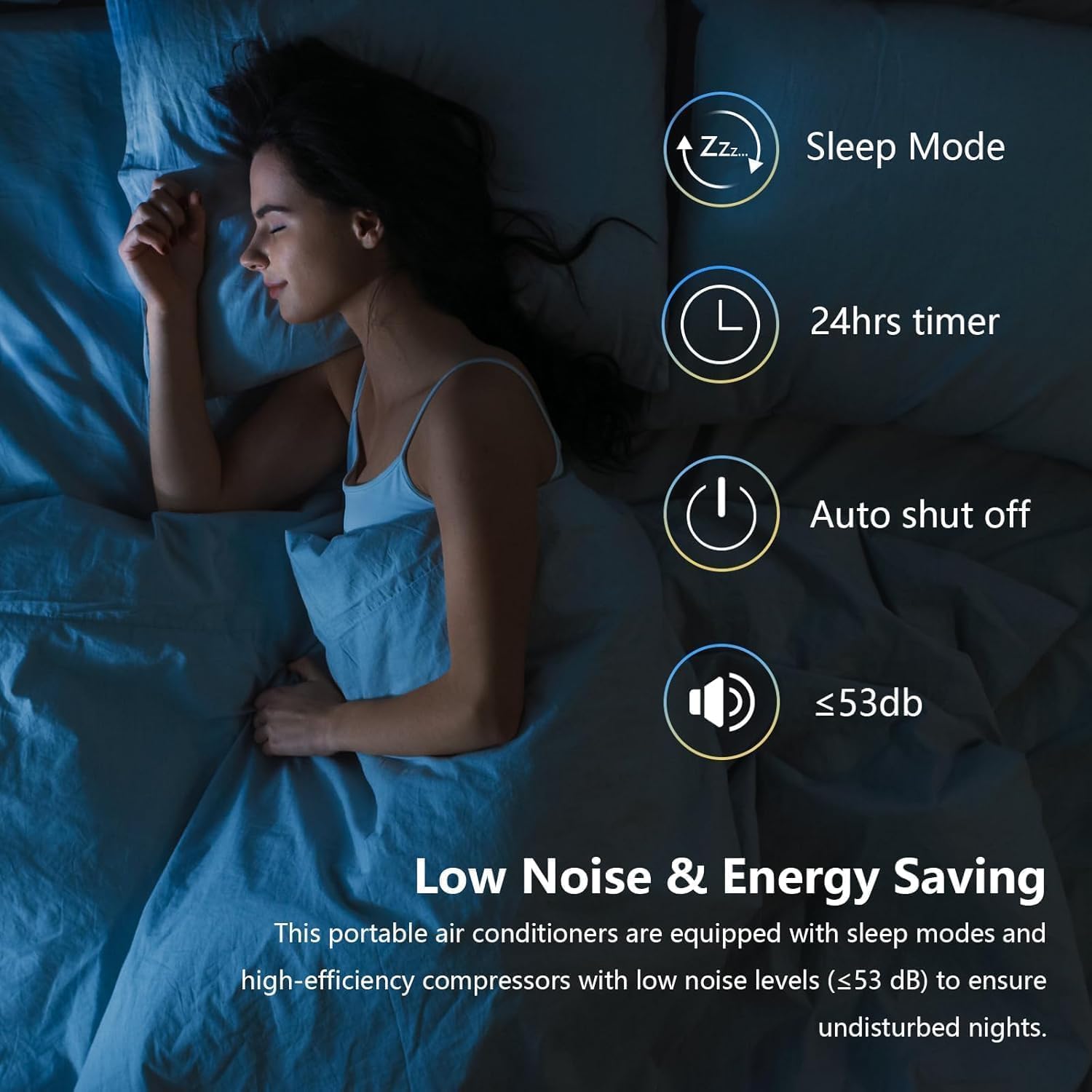 14,000 BTU Portable Air Conditioner - 3-in-1 Cooling for 750 Sq.Ft Rooms - Ultra-Quiet with Sleep Mode & 24H Timer - Energy Efficient AC Unit w/Remote for Home/Office/RV, White+Black