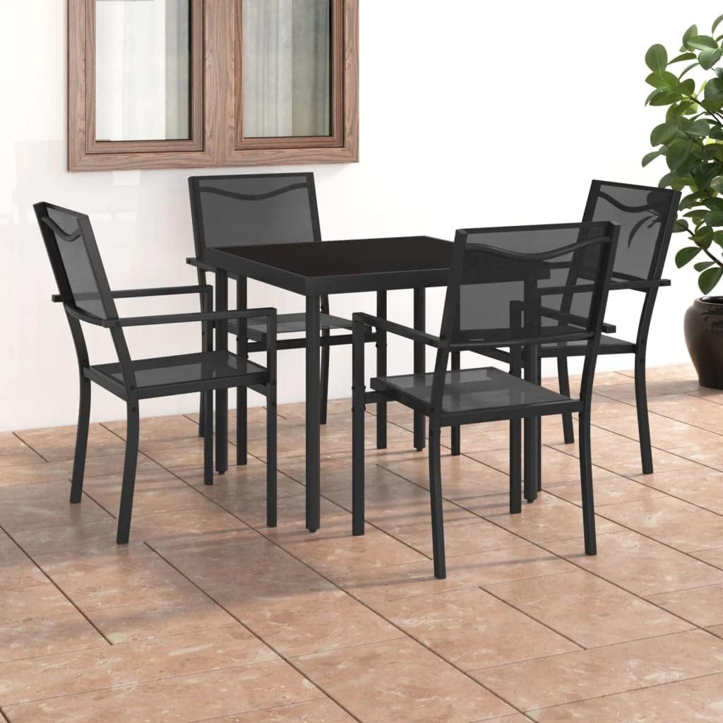 5 Piece Patio Dining Set Steel,UltraDurable Patio Dining Set: Steel Frame Outdoor Furniture for Elegant Outdoor Living Furniture Sets for Patio, Lawn & Garden