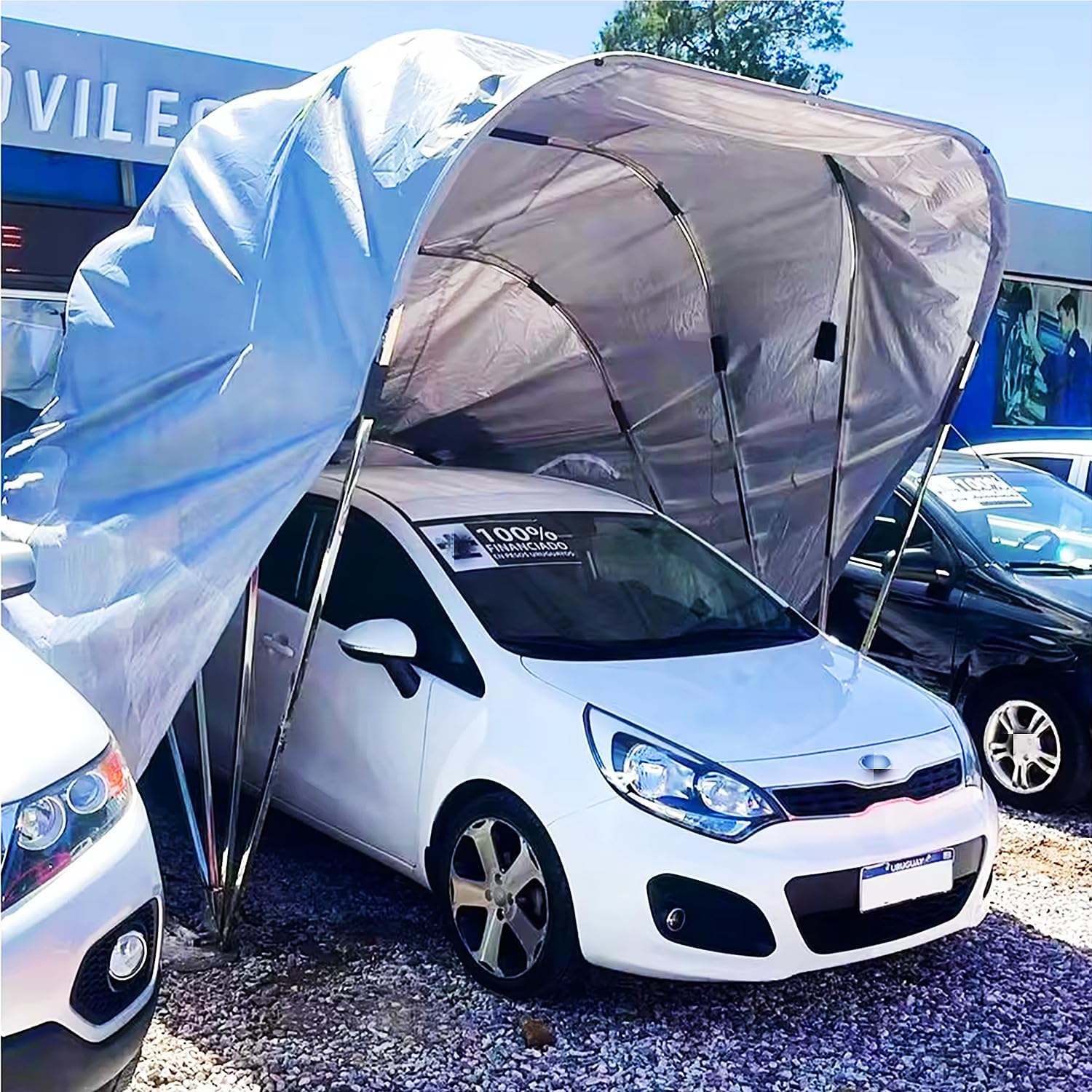 Retractable Carport Folding Carport, Outdoor Car Awning Portable Garage, Heavy Duty Semi-Automatic Mobile Carport (21x9x8.7ft)