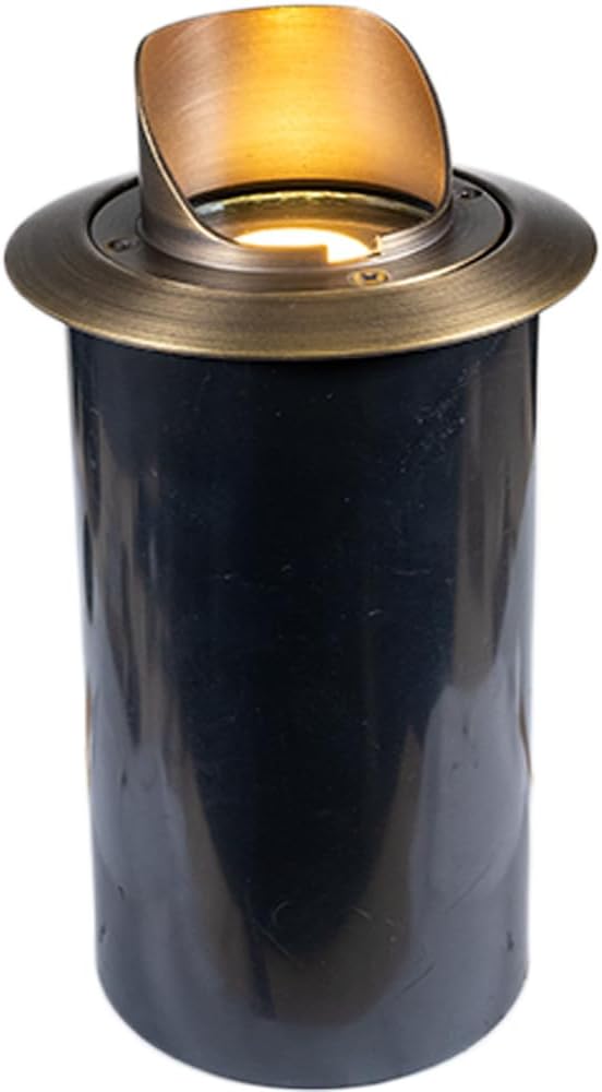 VOLT 12V Waterproof IP68 Mini Well Light Brass Shielded Top (Bronze) & 4W 2700K Warm White LED MR11 Bulb for Low Voltage Landscape Lighting of Pathway, Driveway, Tree, Column or Wall