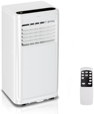 AKIRES 6000 BTU Portable Air Conditioner with Remote Control,3-IN-1 Portable AC Unit With Fan & Dehumidifier,Cools Up To 350 Sq.Ft For Large Room With 24H Timer And Sleep Mode,20IN