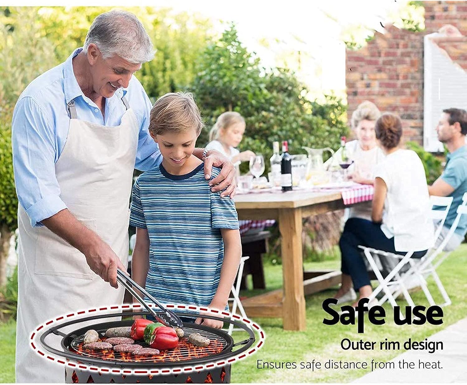 Small Firepit, Fire Pit for Outdoor Garden Patio with BBQ Grill Shelf Barbecue Brazier Fire Bowl with Spark Protection Mesh, Extra Includes Poker and Cover