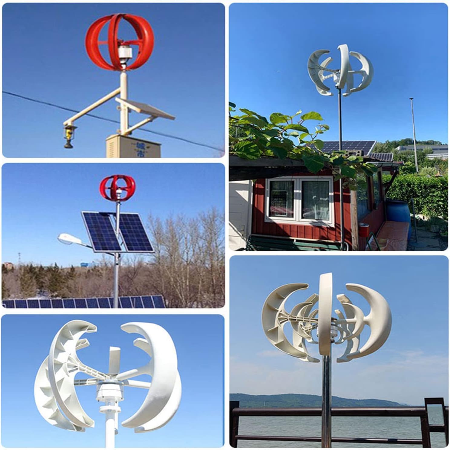 CHRISK 3 Phase Vertical Axis 5000W Wind Turbine Kit Wind Turbine Kits Maglev Hybrid Wind Generator 5 Blades Auto Adjust Windward Direction,220v